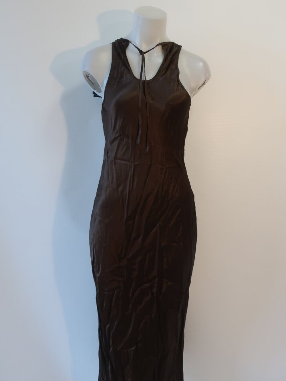 NWT Womens Rails Solene Moss Brown (Item- 67) Sleeveless Satin Midi Dress S - Picture 10 of 15